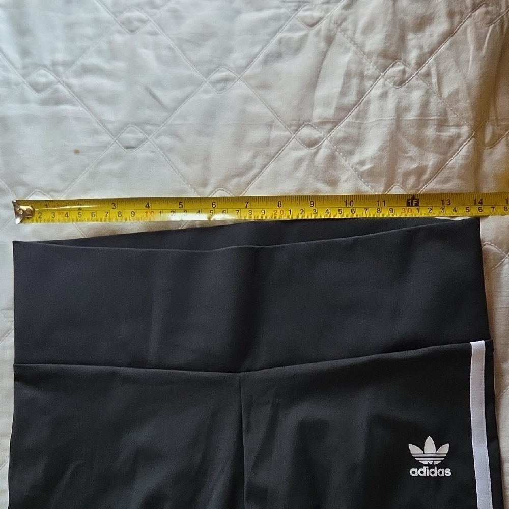 Adidas Womens Tight Black Shorts with White Stripes  Med - Picture 7 of 11